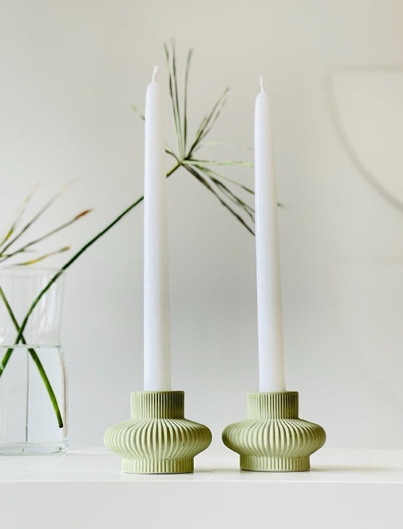 Nordic Style Ceramic Candle Holder, desktop decor, minimalist design , living room decor, designs for you, handmade candlestick, candle image 5