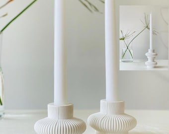 Candelabro de cerámica nórdica hecho a mano: diseño minimalista de donut
