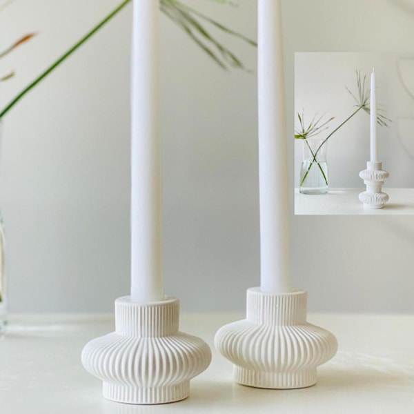 Candelabro de cerámica nórdica hecho a mano: diseño minimalista de donut