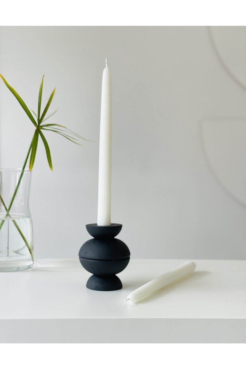 Candlestick Candle Holders , Ceramic Pillar Candle Holder , Holders Wedding Party Decoration , Matte Black Candle holder Sticks , image 5