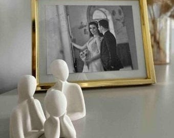 Minimalistische Familien Skulptur: Marmor Keramik Figur, Nord Dekor