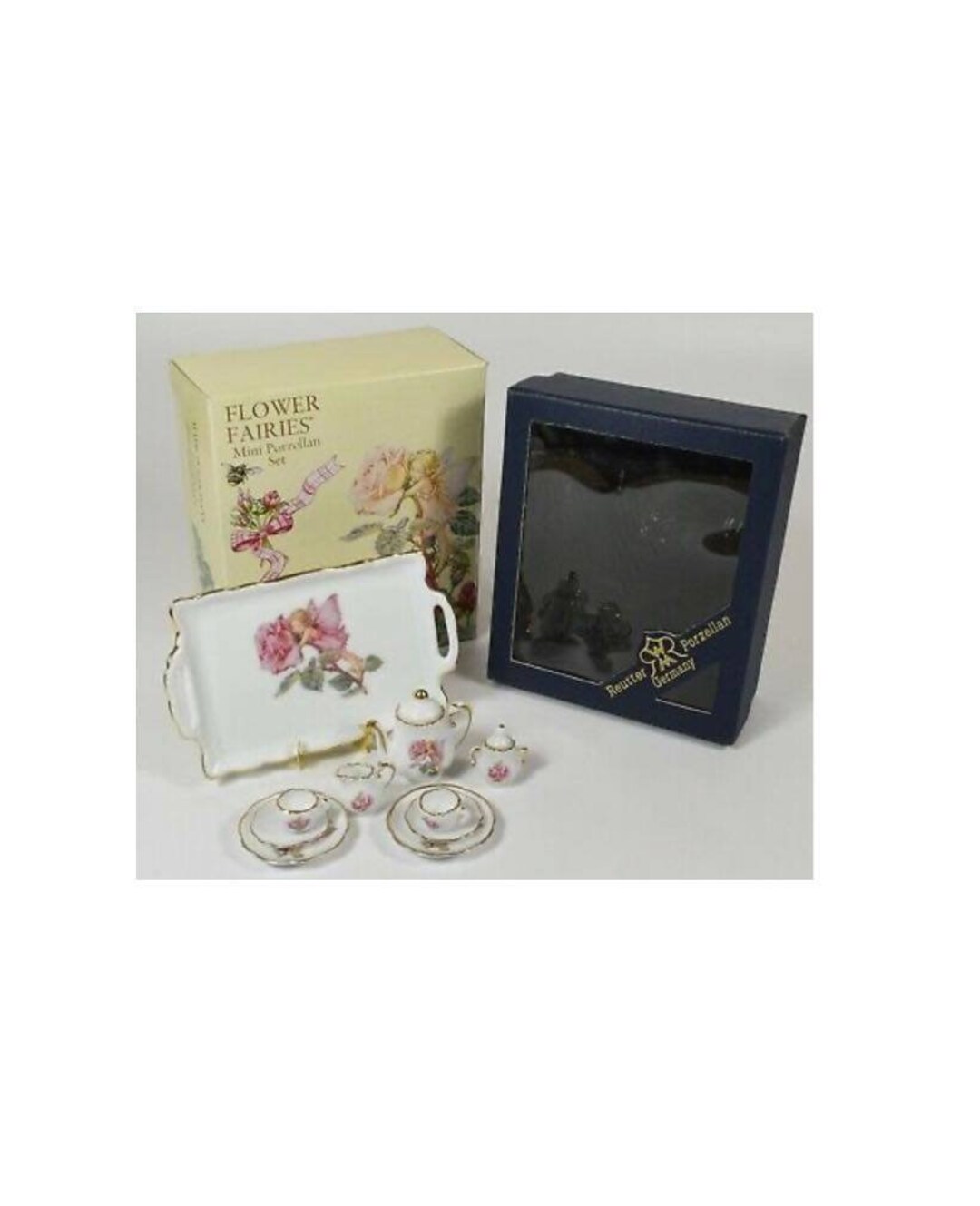Vintage Reutter Porcelain Flower Fairies Miniature Tea Set Etsy