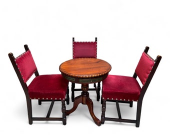 Antique Edwardian Oak Dining Chairs / Set of 3 / FREE DELIVERY