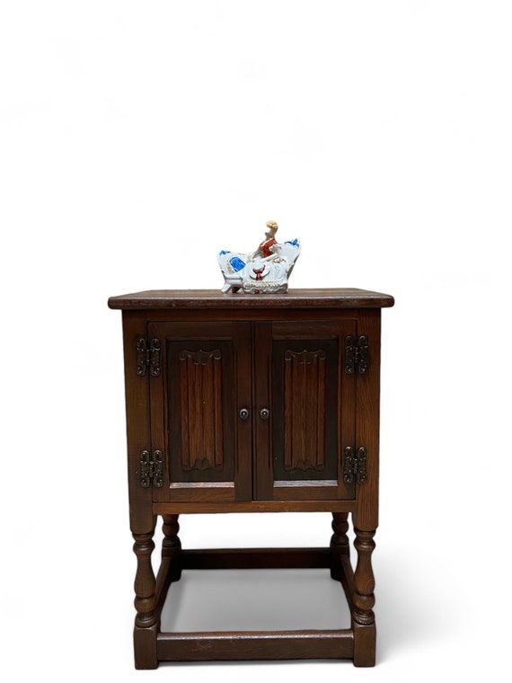 Vintage Wood Bros Old Charm / Small Bedside Cabinet / Dark Oak