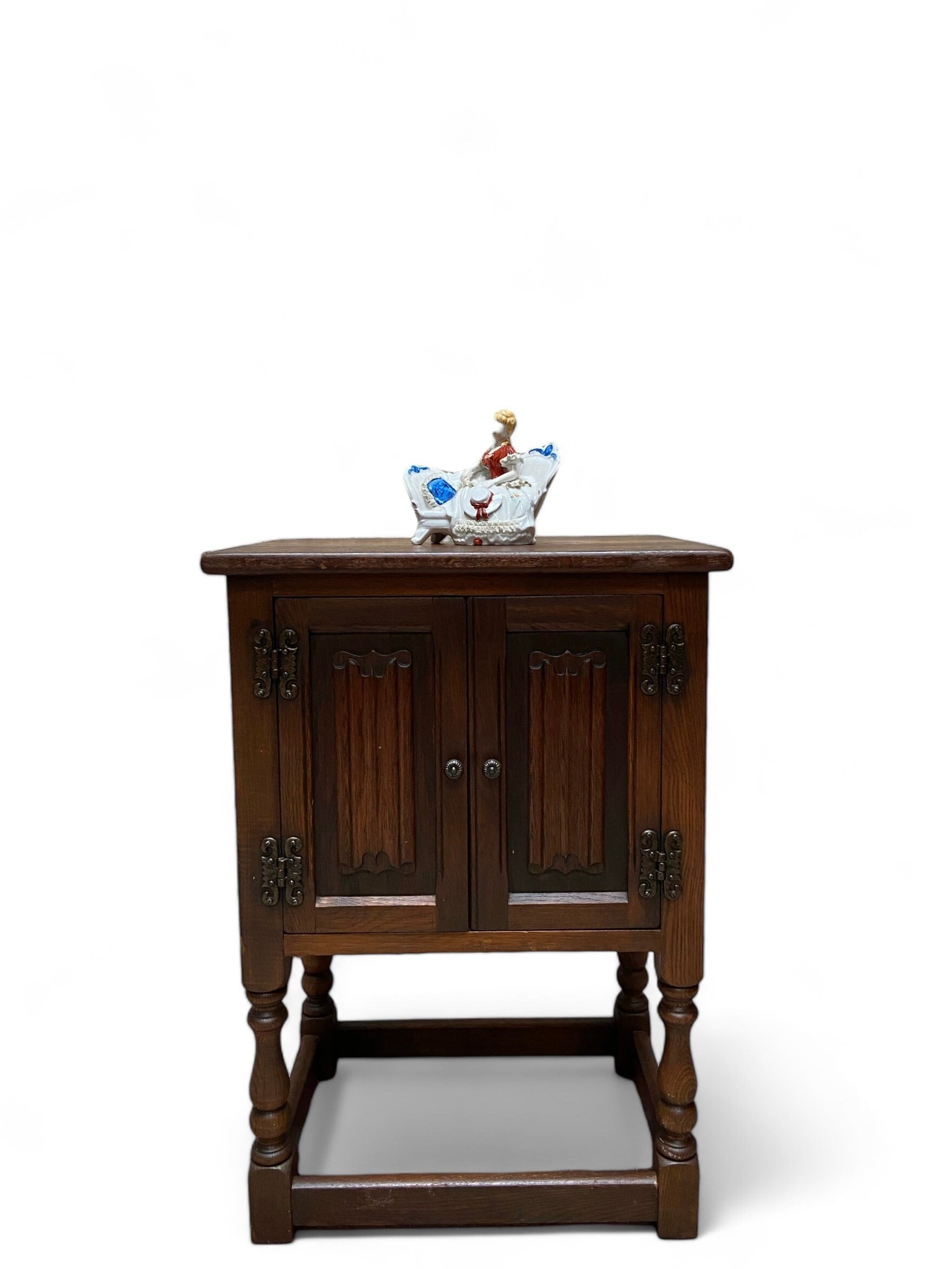 Vintage Wood Bros Old Charm / Small Bedside Cabinet / Dark Oak