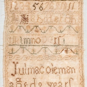 Julina Coleman, 1841, antique reproduction sampler