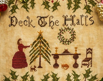 Christmas Cross Stitch - Deck the Halls, 1862, pdf pattern