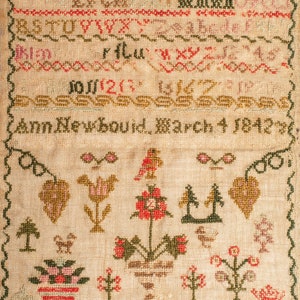 Ann Newbould, 1842, antique reproduction sampler for cross stitch as pdf