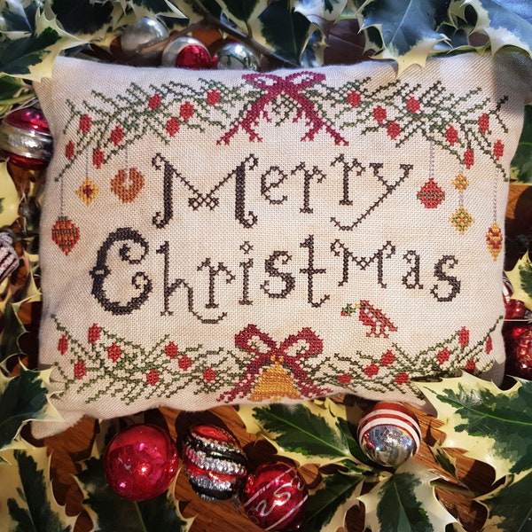 Christmas Cross Stitch - Merry Christmas Cushion pdf pattern