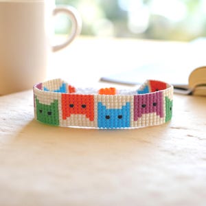 Handmade Miyuki Cat Bracelet: Adjustable Cat Lover Jewelry, Pet Parent Gift