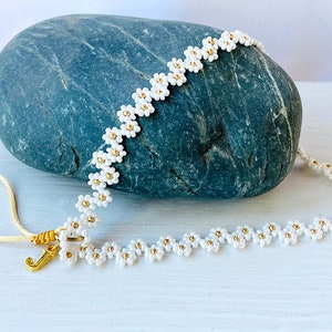 Personalized Daisy Phone Charm: Beaded Initial Phone Strap