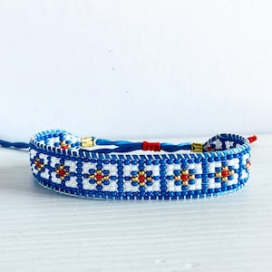 Handmade Beaded Bracelet: Blue Ethnic Bohemian Jewelry