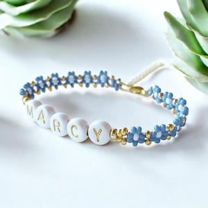 Personalized Daisy Name Bracelet – Custom Friendship Bracelet, Beaded Handmade Jewelry, Unique Personalized Gift, Birthday Gift For Her