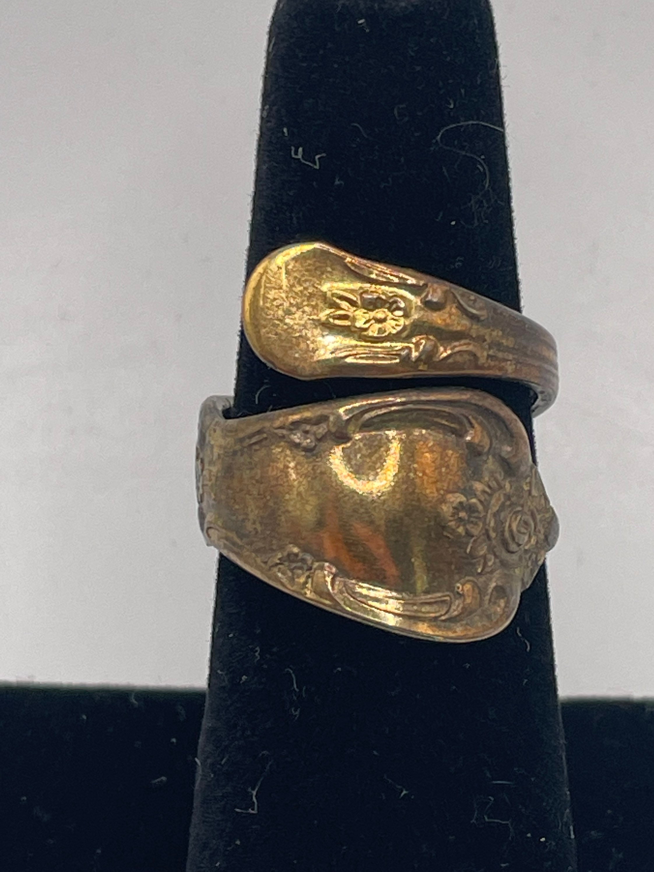 Vintage Signed WM Rogers SP Folk Spoon Ring 1969s Handmade Etsy