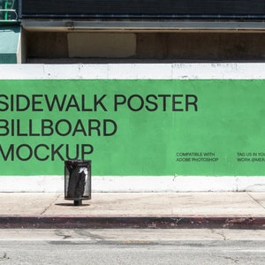 Out of Home Poster Sidewalk Mockup | Printed Vinyl Poster | Billboard Mockup for Photoshop | City Billboard Mockup | Smart Object Mockup