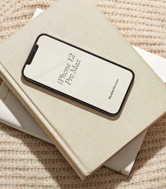 IPhone 12 Pro Max Photoshop PSD Mockup Minimalist Neutral Beige
