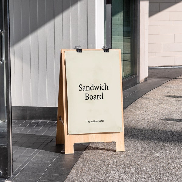 A-Frame Sign Sandwich Board Mockup | Storefront Sign Mockup | Urban Street Sign for Photoshop | Sidewalk Sign Mockup | Smart Object Mockup