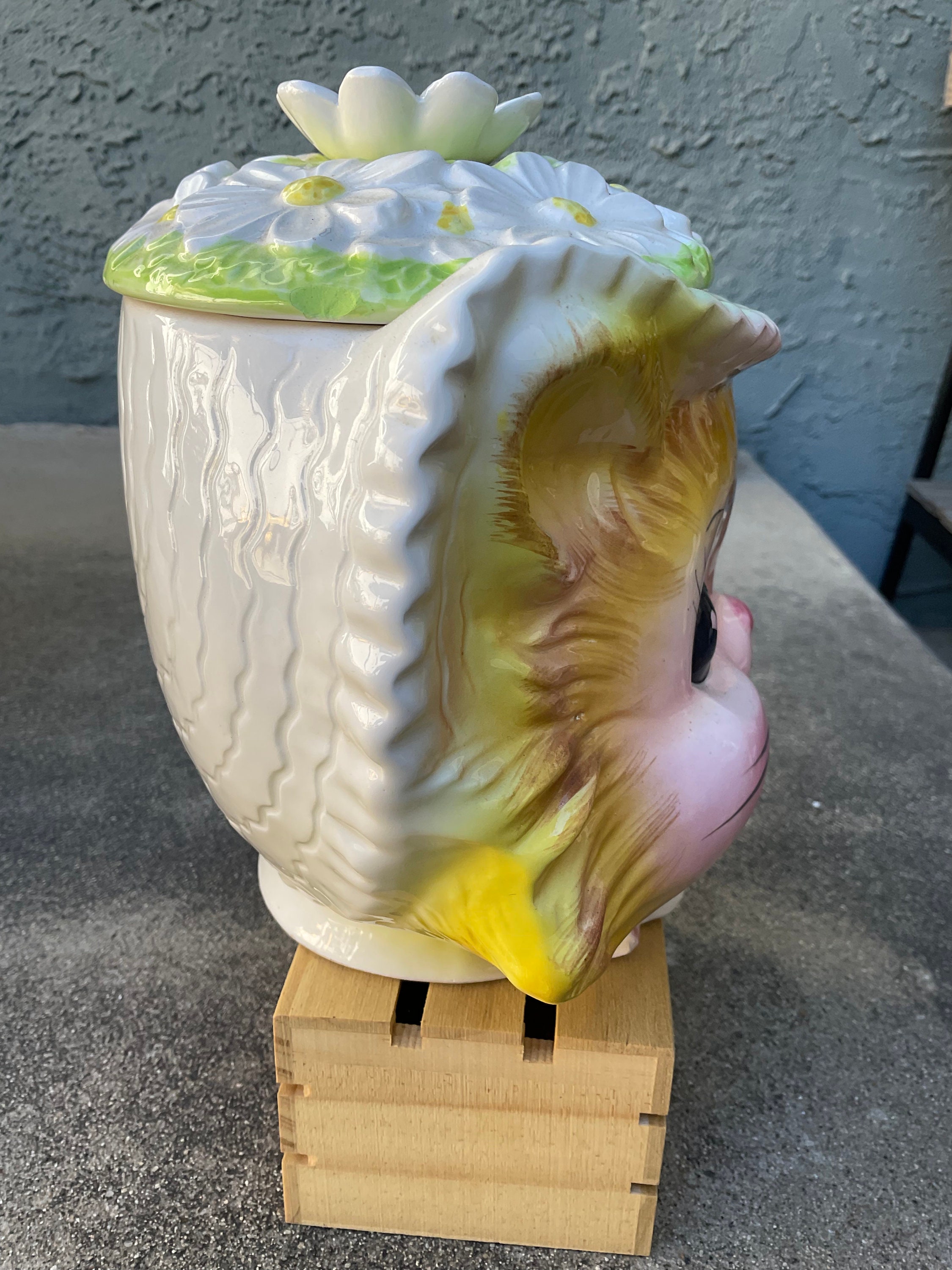 Vintage Enesco Yellow Winking Kitty Cookie Jar Etsy