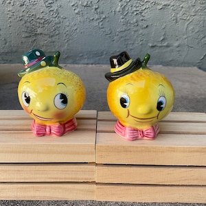 Vintage Anthropomorphic PY Miyao Lemon Cowboy Hat Salt and Pepper Shakers