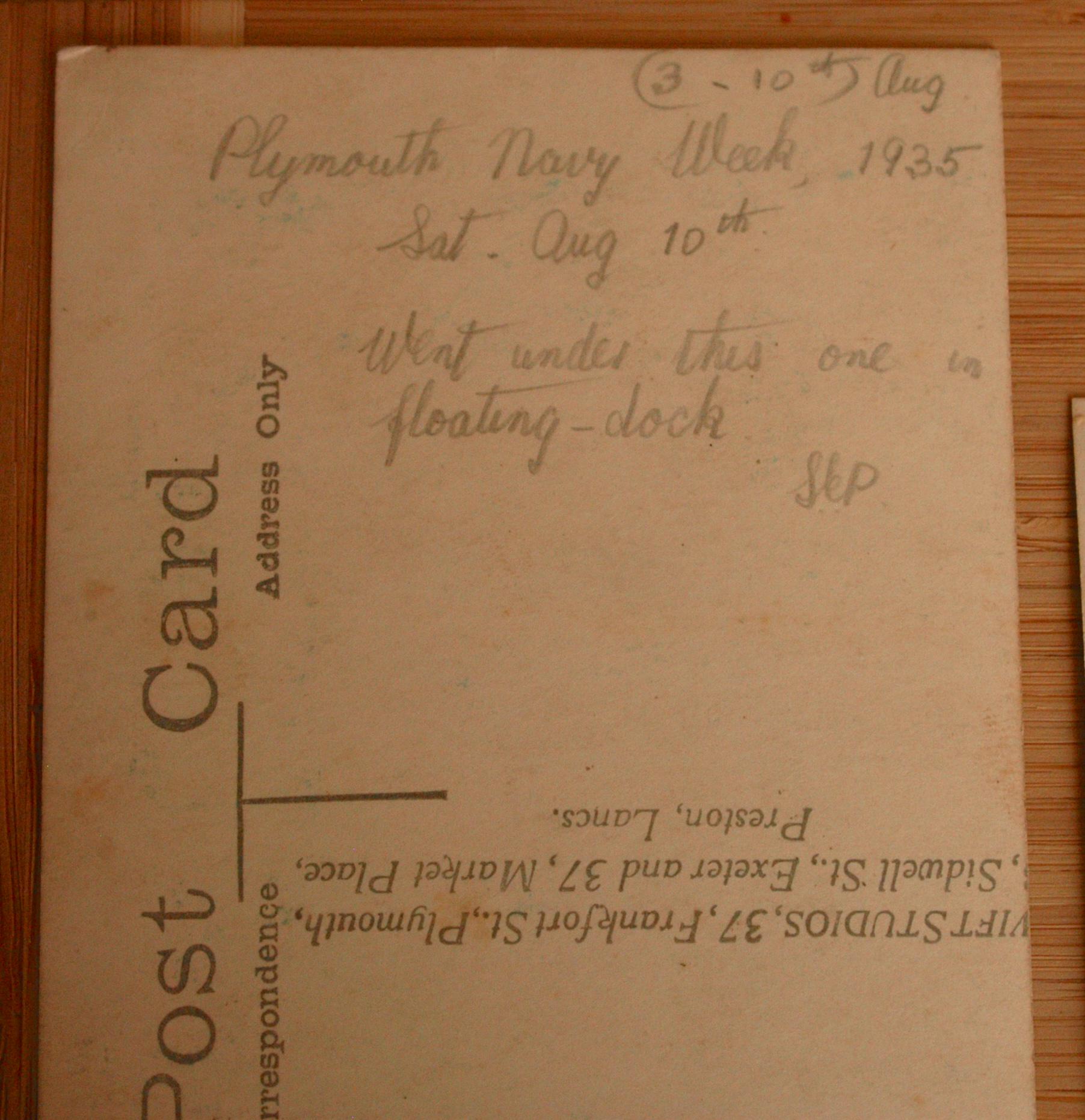 Note On Back X2 Real Photo Postcards HMS Queen Elizabeth in Floating Dock Plymouth ...