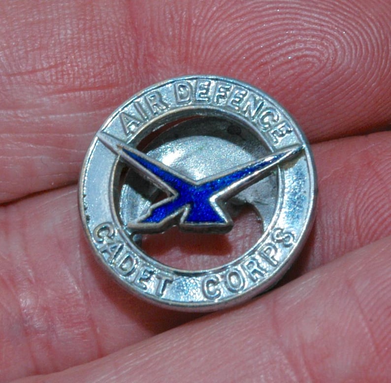 Codeta Emblem WWII Era Air Defence Cadet Corps Lapel Badge 1938-41 Blue Enamel Chrome ...