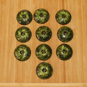 Green Round Large Buttons Swirl Pattern Vintage 1950's might be earlier x10