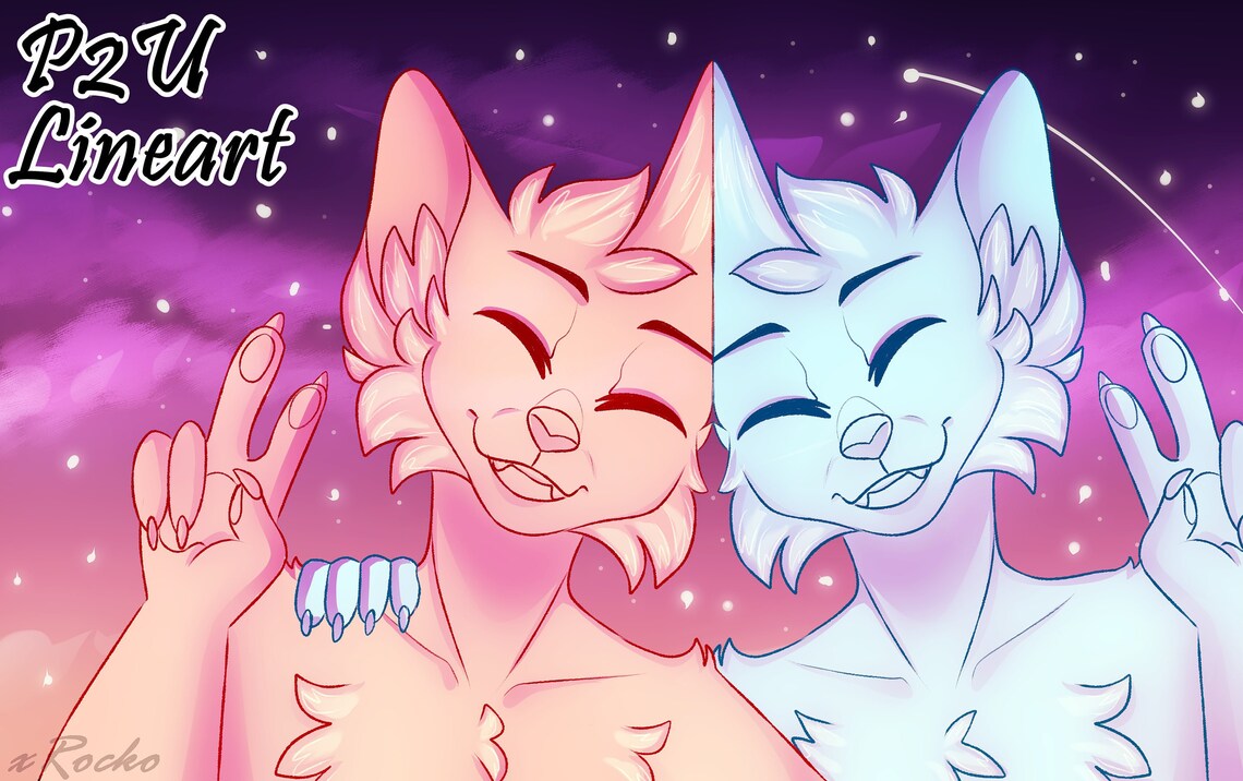 Furry Couple Base Fursona Anthro Art P2U Lineart With Etsy Il 1140xN.4057716208 Glqj