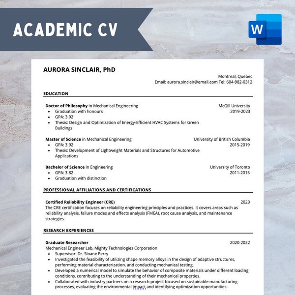 CV for Academia | Academic Curriculum Vitae