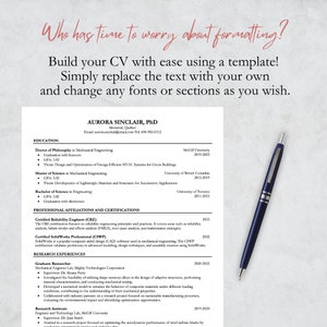 Academic CV Template Curriculum Vitae for Professionals Includes Cover Letter and Tips image 3