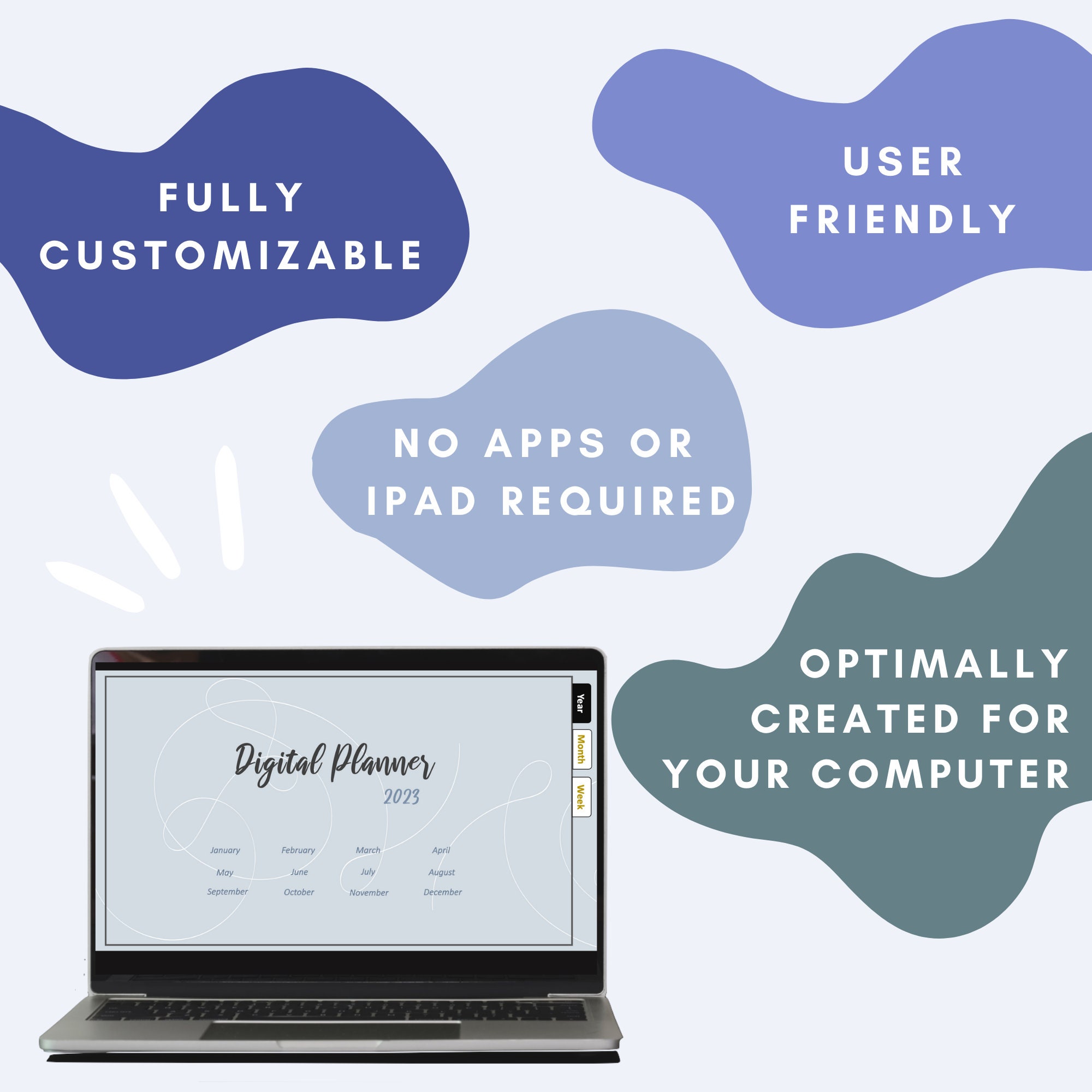 2023 Digital Planner Powerpoint and Keynote Planner No Etsy