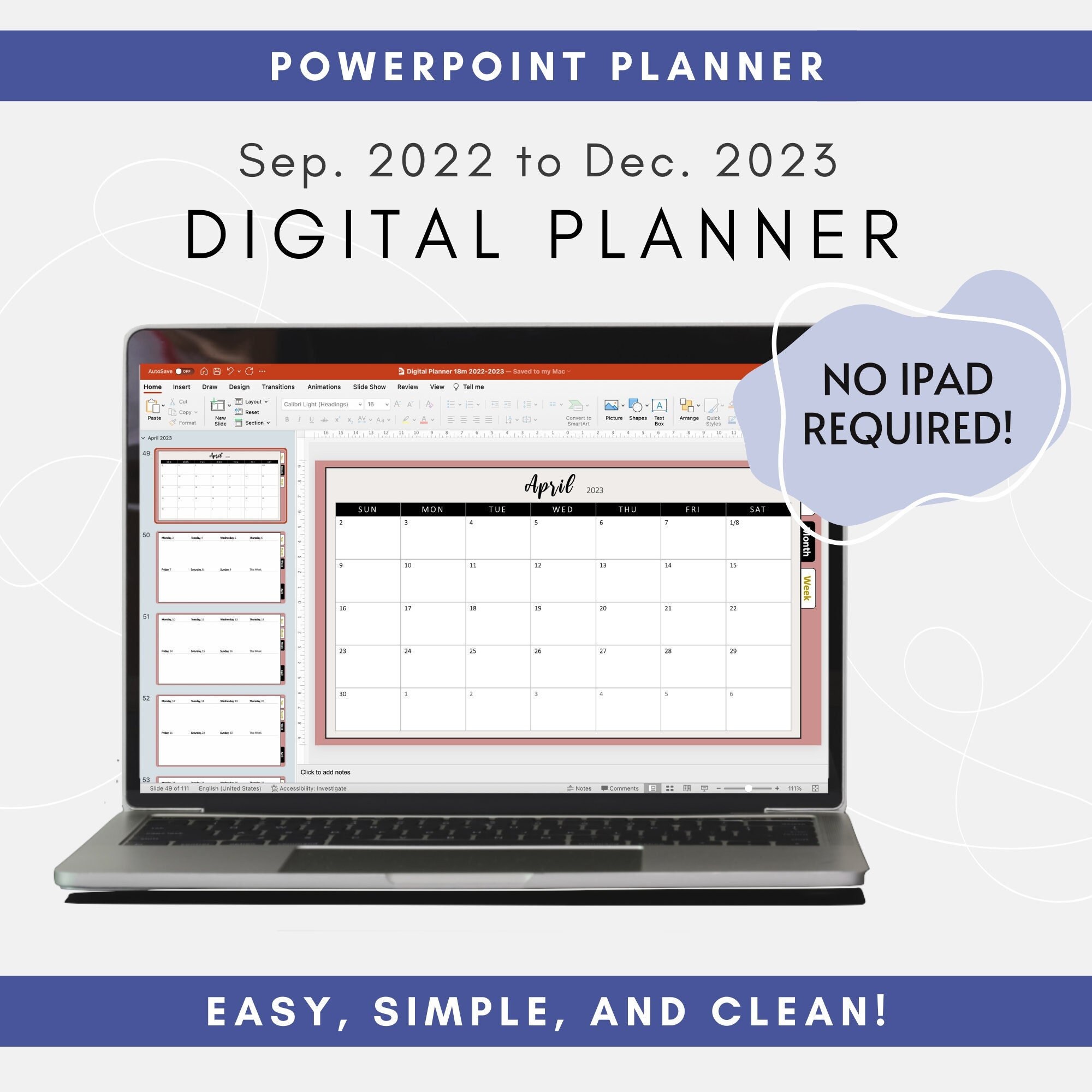 20222023 Digital Planner Powerpoint Planner Nonipad Planner Easy 16
