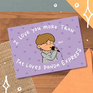 V Panda Express Card/Print, Cute Funny Love Taehyung