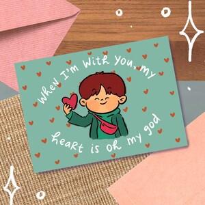 Carte/impression J-Hope Heart pour la Saint-Valentin, passe-temps amour mignon