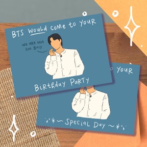 Jin "Venha para sua festa" Meme Card/Print, Aniversário, Dia especial, Sinta-se melhor Seokjin
