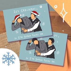 Tarjeta navideña "Focus On" de Jungkook, meme de Hanukkah Kwanzaa de Navidad, regalo minimalista divertido Jin
