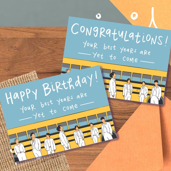 BTS Yet to Come Card/Print, Minimal Birthday Congrats Grad Love