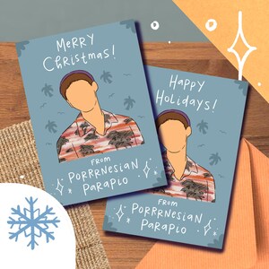 RM &quot;Pornesian Parapio&quot; Holiday Card/Print, Christmas Hanukkah Kwanzaa Meme Gift Namjoon