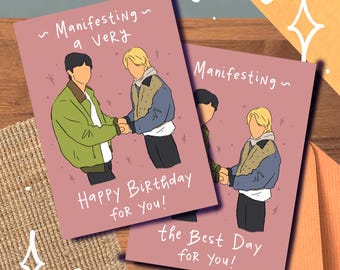 Jin and Jimin Holding Hands Meme, Birthday Card, Seokjin Jimin Congratulations Graduation Thank You, Run 2.0