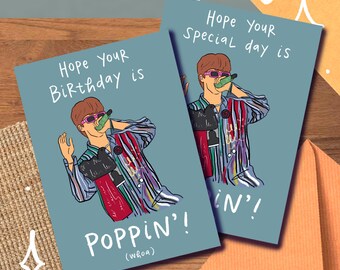 Jin "Popping" Meme Card/Print, Special Day, Birthday, Chicken Noodle Soup