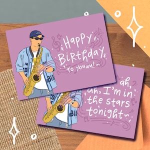 Carte/impression saxophone RM, anniversaire diplômé félicitations amitié amour Namjoon Jin cadeau décoration