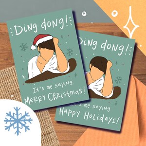 Jungkook &quot;Ding Dong&quot; Holiday Card, Christmas Hanukkah Kwanzaa Meme Funny Minimalist Gift