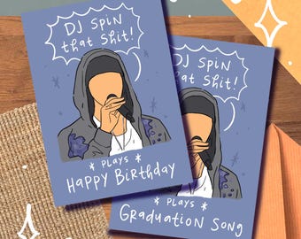 RM "DJ Spin That" Card/Print, Birthday Grad Congrats Friendship Love Namjoon Thank You Graduation