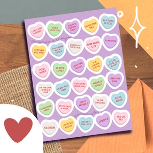 Candy Heart Lyric Stickers, Valentine OT7 Aesthetic Bangtan Decorations