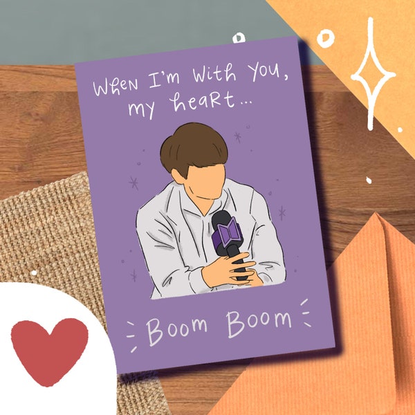 BTS "Heart Boom Boom" Jungkook Valentine's Day Card, Love Meme Funny Card