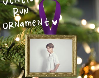 Jimin Run Ornament, Meme Rookie Actor Bangtan Christmas Holiday Tree Decoration Room Decor Gold Frame