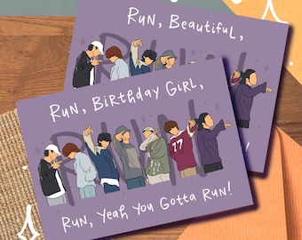 Run Bangtan Card/Print, Minimal Birthday, Dance Practice Yet to Come Busan OT7 Congrats Grad Graduation