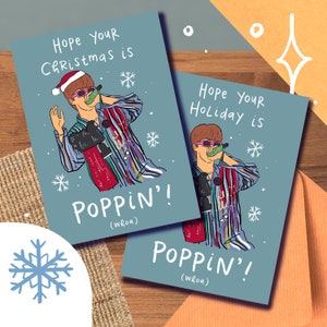 Carte/impression Jin « Popping », Noël Hanoucca Kwanzaa Meme soupe minimaliste poulet et nouilles