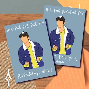 Carte meme/impression Jin « P-i-z-z-za Wow » Minimaliste, anniversaire ou jour spécial Seokjin