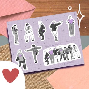 Go Go Heart Sticker Sheet, OT7 Minimalist Aesthetic Love Yourself Army Birthday Gift Stickers Valentines
