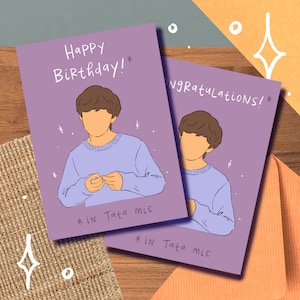 V "Tata Mic" Card/Print, Taehyung Meme, Congratulazioni per il compleanno, amore per la laurea, amicizia migliore